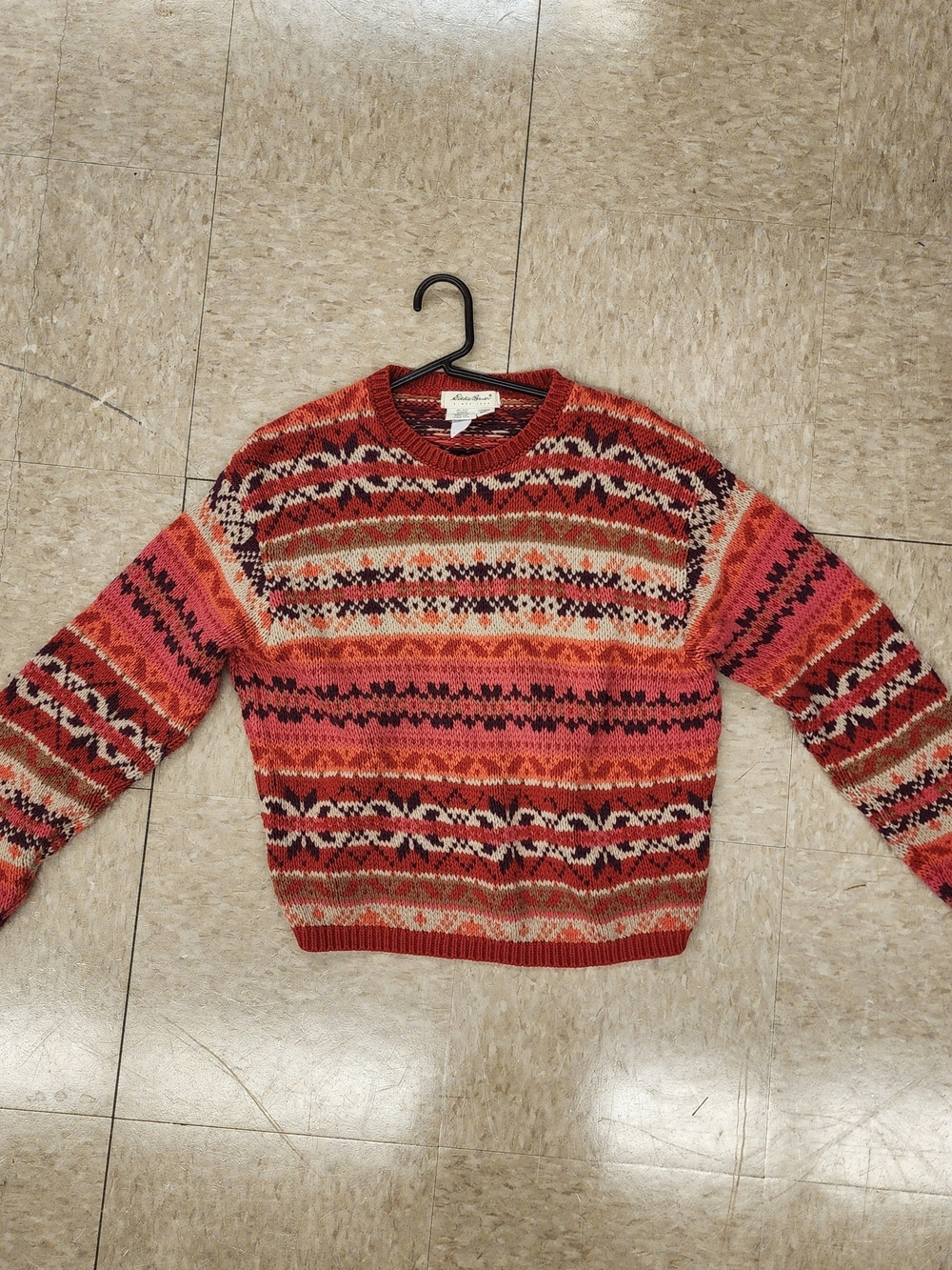 Vintage Eddie Bauer Fair Isle Sweater Womens Petite Medium Cropped 90s USA - Picture 2 of 5